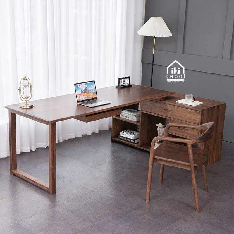 bàn làm việc góc tường